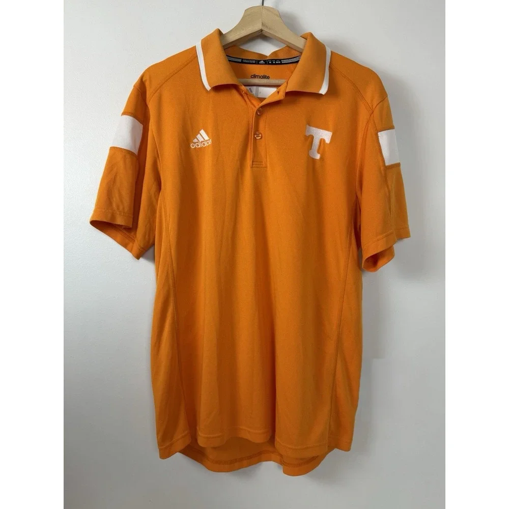 Tennessee Volunteers Polo Shirt Men Medium Orange Embroidered Adidas Climacool *